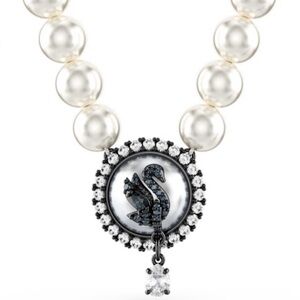 Swarovski Black Swan Pearl & Crystal Necklace New Swarovski Blue Box Retail:$258